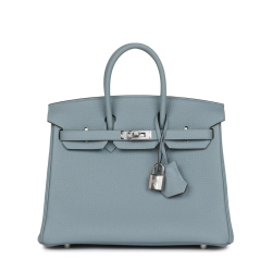 Hermes Birkin 25 Bleu Lin Verso Togo Palladium Hardware