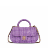 Chanel Small Top Handle Purple Sequin Tweed