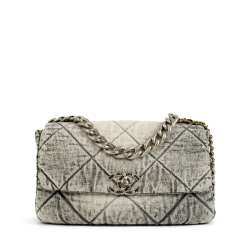 Chanel Grey Denim Medium Chanel 19 Bag