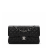 Black Quilted Caviar Small Double Flap Silver Hardware