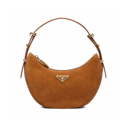 Prada Women's Brown Arque Suede Shoulder Bag