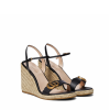Gucci Leather Wedge Espadrille Sandals Black 8Cm