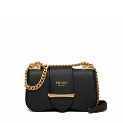 Prada Sidonie Saffiano Leather Bag In Black 24cm