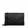 Saint Laurent Cassandre Matelasse Chain Wallet In Grain De Poudre Embossed Black Noir 22Cm 377828Bow081000