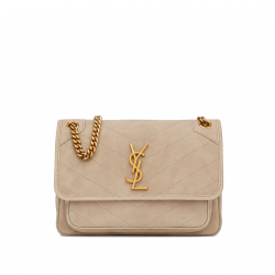 Saint Laurent Niki Baby Chain Bag In Suede Light Grey 6331581U827-9607