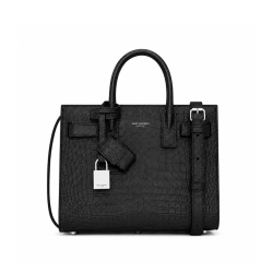 Saint Laurent Nano Classic Sac De Jour In Crocodile Embossed Shiny Leather