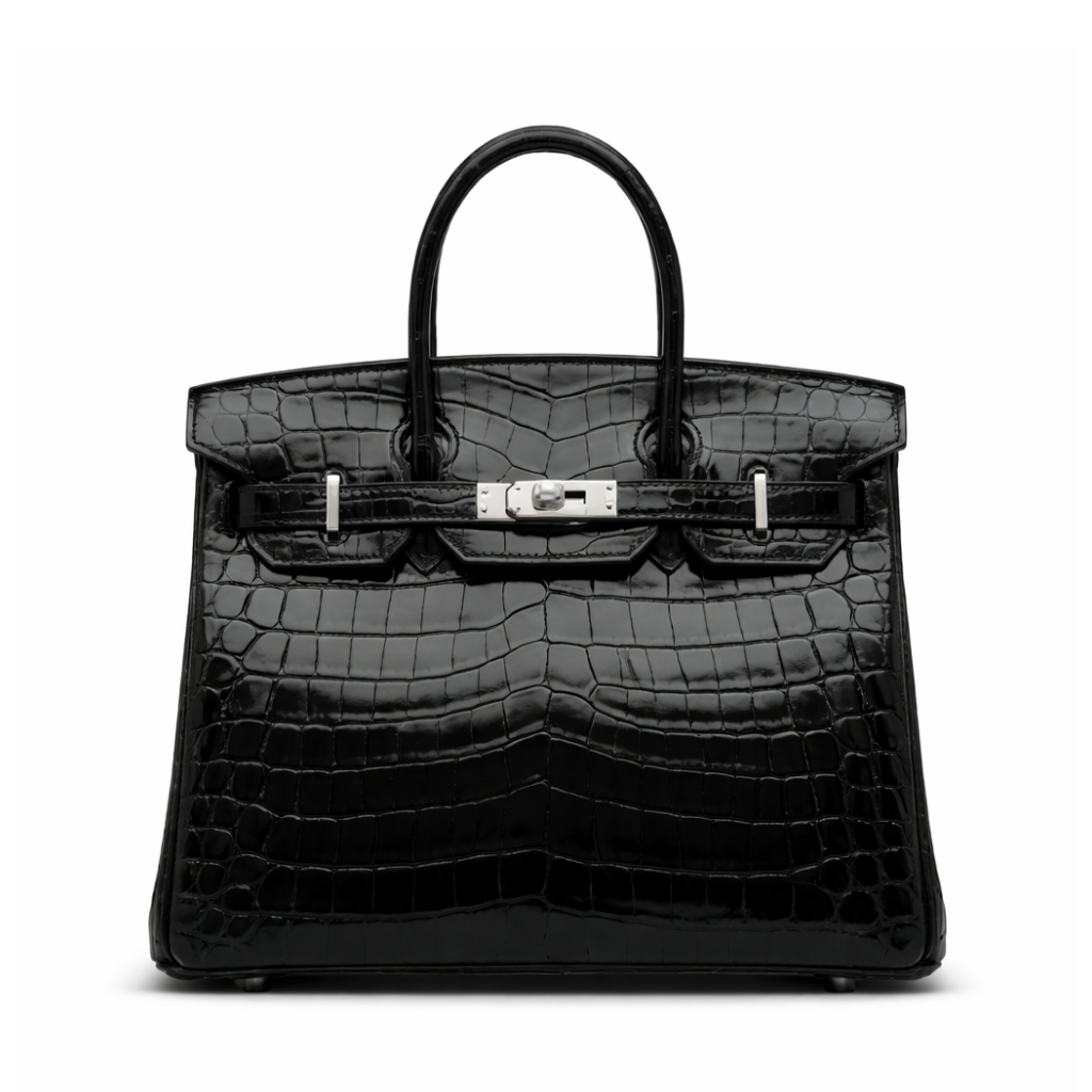 Hermes Birkin 30 Black Shiny Niloticus Silver Hardware