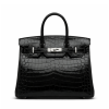 Hermes Birkin 35 Black Shiny Niloticus Silver Hardware