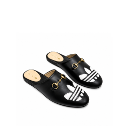 GUCCI x Adidas Originals Trefoil Slipper Suede Shoes Women's Black 702211