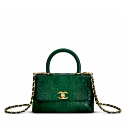 Chanel Trendy Cc Top Handle Bag Python Green 23Cm