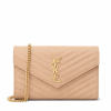 Saint Laurent Cassandre Matelasse Chain Wallet In Grain De Poudre Embossed Beige 22Cm 377828Bow012721