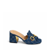 Gucci Women's Slide Monogram Sandal With Horsebit Blue