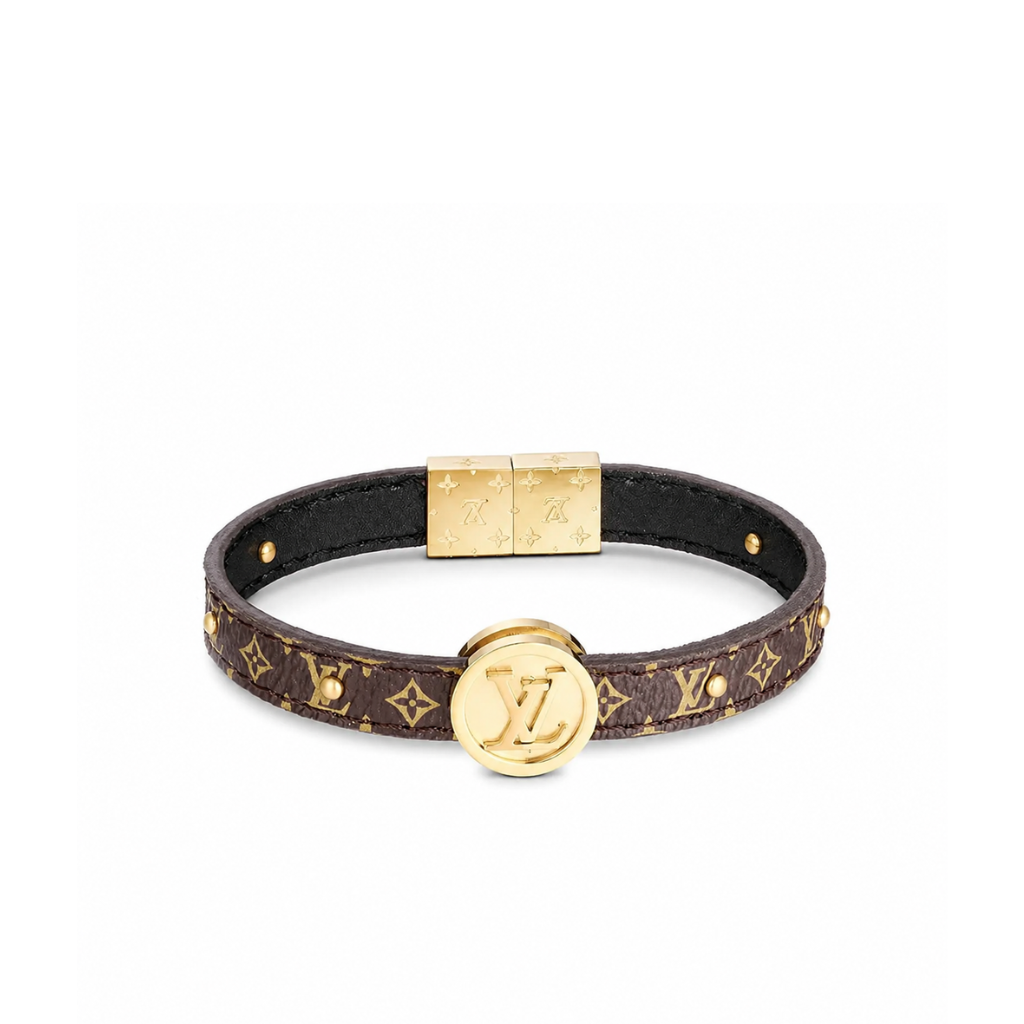 Louis Vuitton LV Monogram Circle Gold Tone Reversible Bracelet