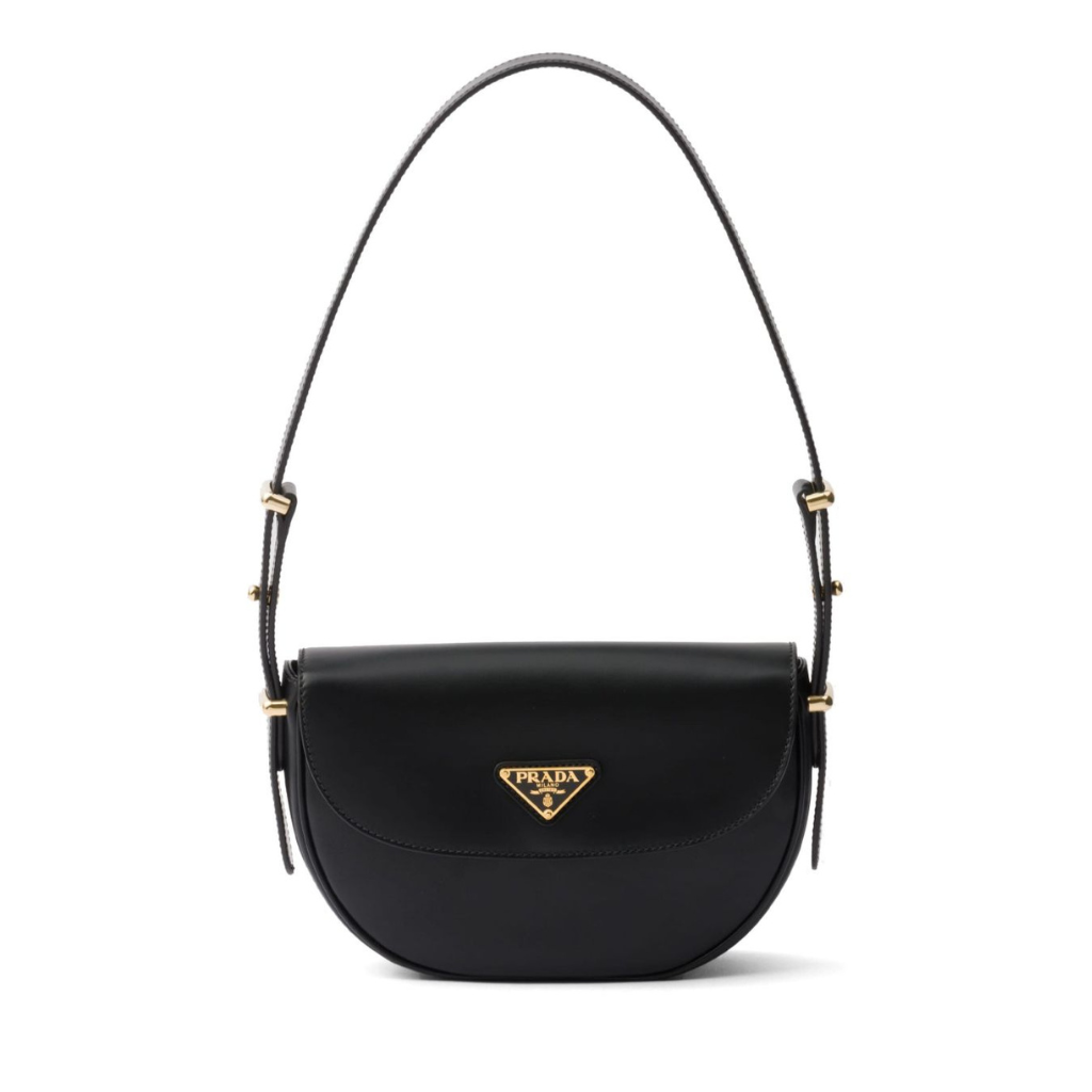 Prada Triangle Logo Patent Leather Shoulder Bag Black 17Cm - Image 2