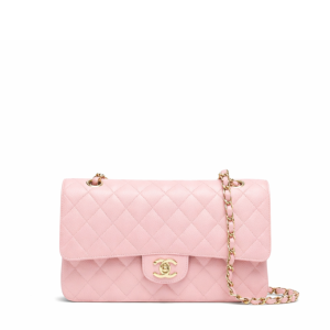 Chanel Light Pink Quilted Caviar Medium Classic Double Flap Light Gold Hardware