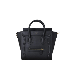Celine Nano Luggage Bag In Drummed Calfskin Black 189243Dru38No