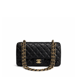 Chanel Classic Lambskin Flap Black Gold Hardware 25Cm