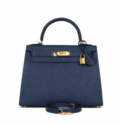 Hermès Kelly 25 Bleu Navy Epsom With Gold Hardware