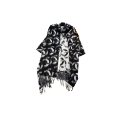 Chanel Black And White Cashmere Blend Scarf