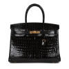 Hermes Birkin 30 Black Shiny Niloticus Gold Hardware