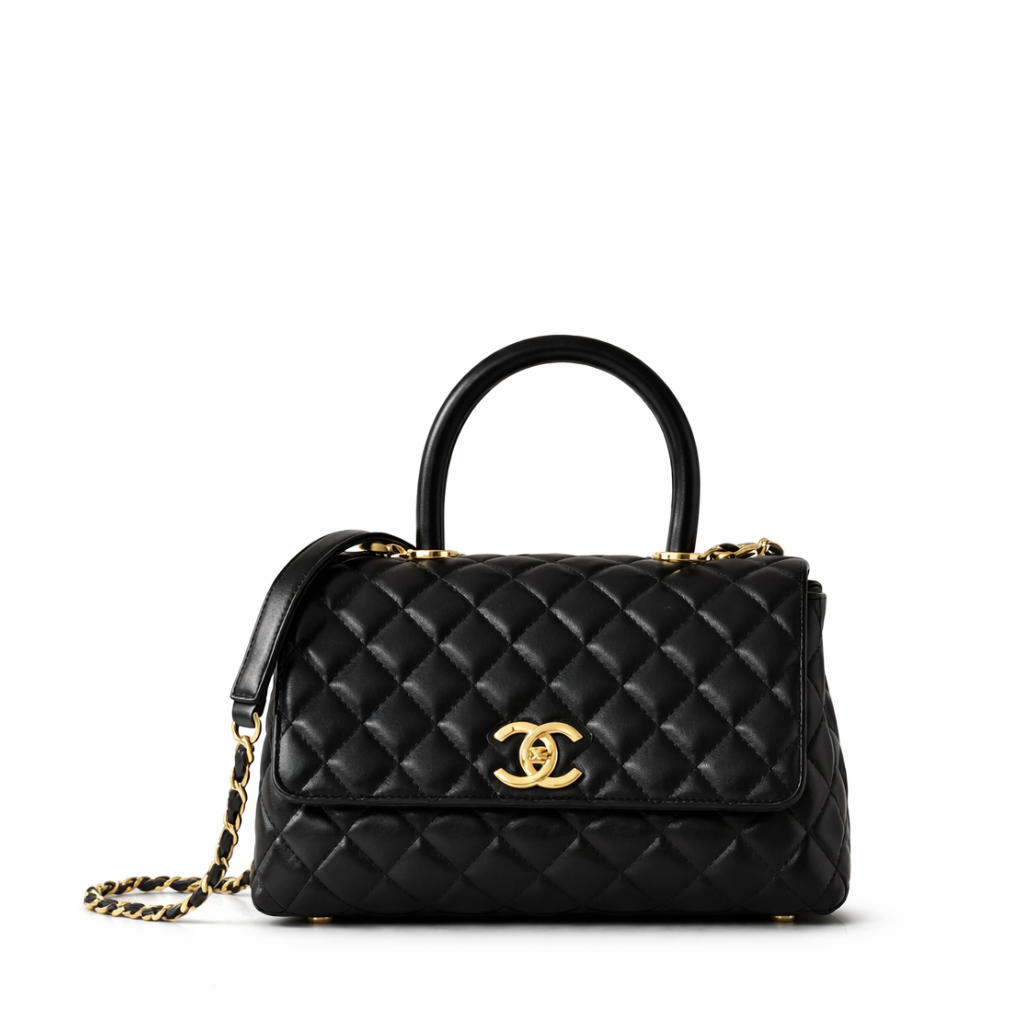 Chanel Coco Handle Black Caviar with Gold Hardware 25