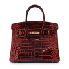 Hermes Birkin 25 Bordeaux Shiny Crocodile Gold Hardware