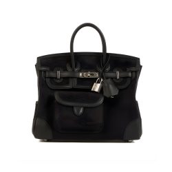 HERMES BIRKIN CARGO 25 TRAVEL BAG BLACK TOILE GOELAND 25CM