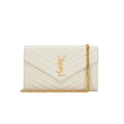 Saint Laurent Classic Cassandre Chain Wallet Bag White 24Cm 377828Bow019207