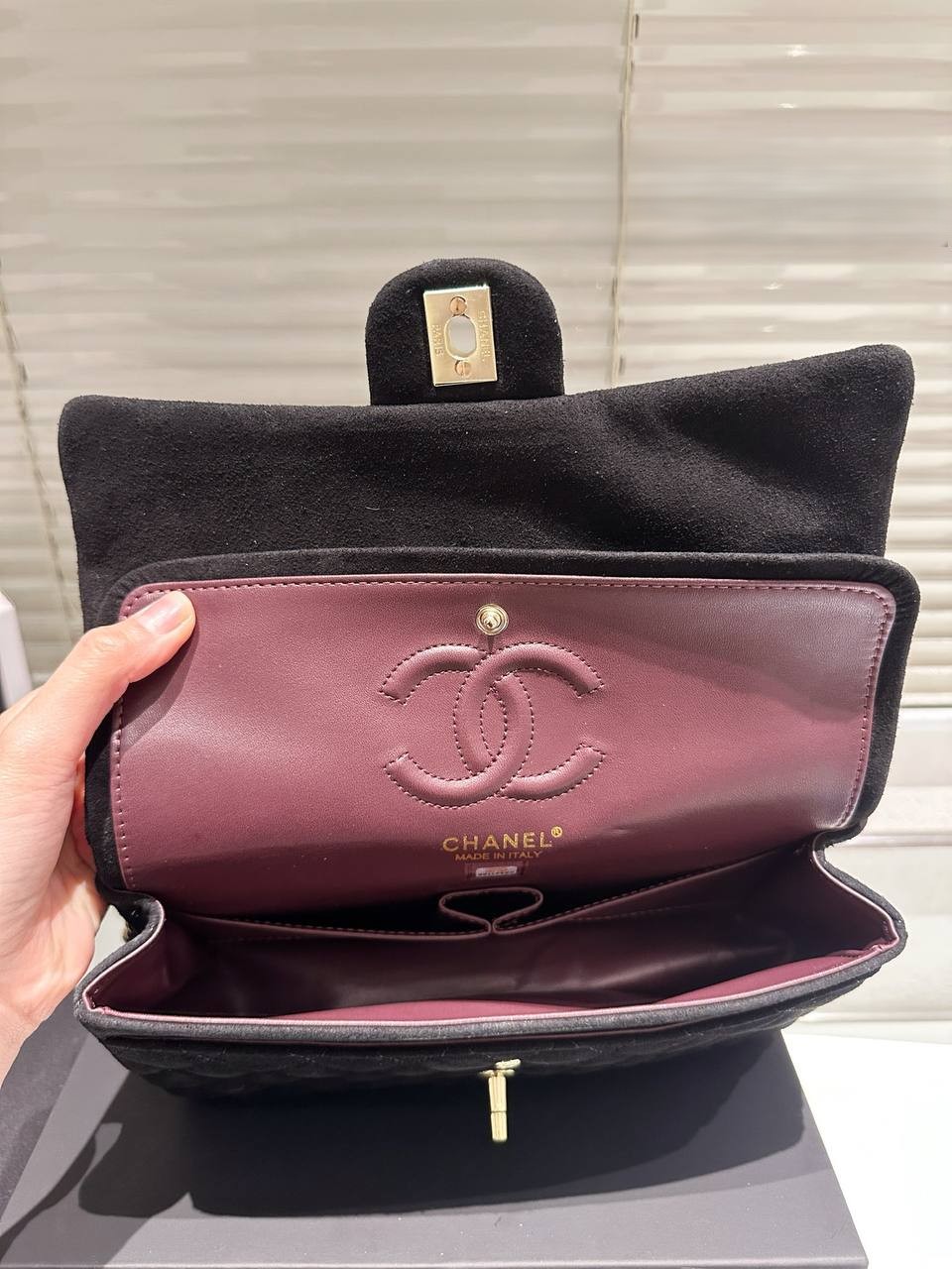 Chanel Jersey Quilted Medium Bijoux Chain Double Flap Black - Image 8