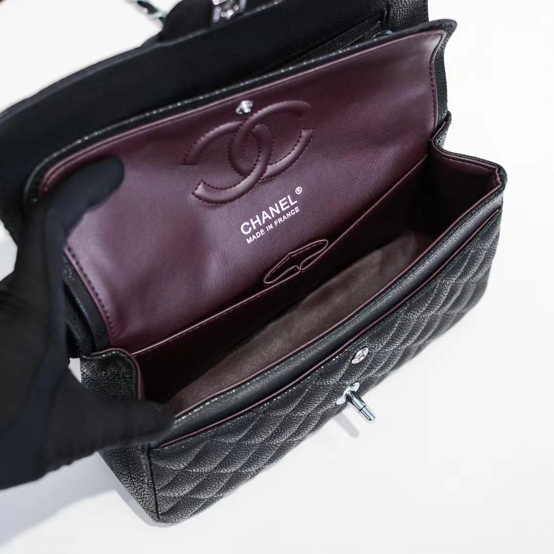 Chanel Classic Grain Silver Hardware Handbag Black A01112 - Image 8