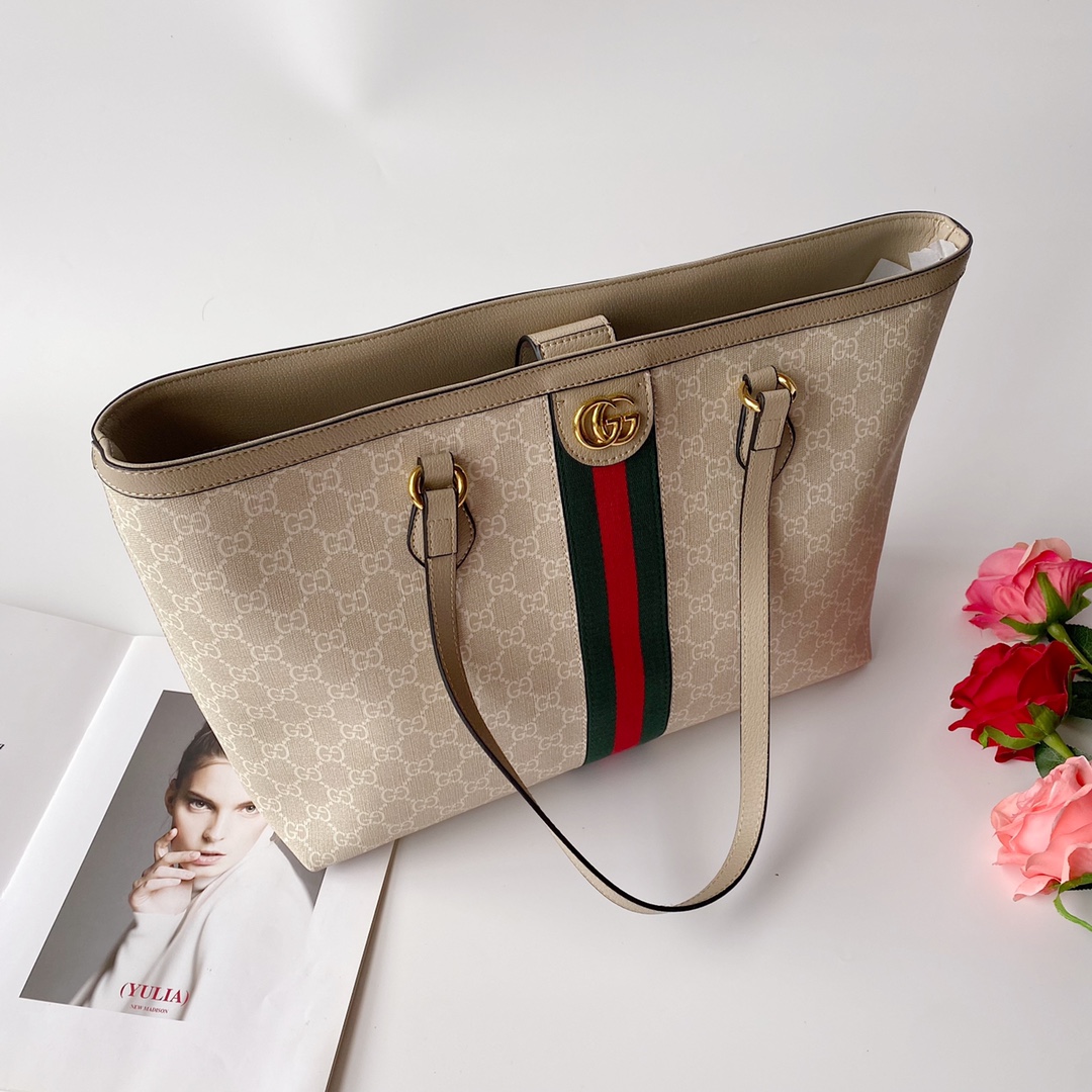 Gucci Ophidia Medium Tote With Web Beige 631685 Uulag 9682 - Image 6
