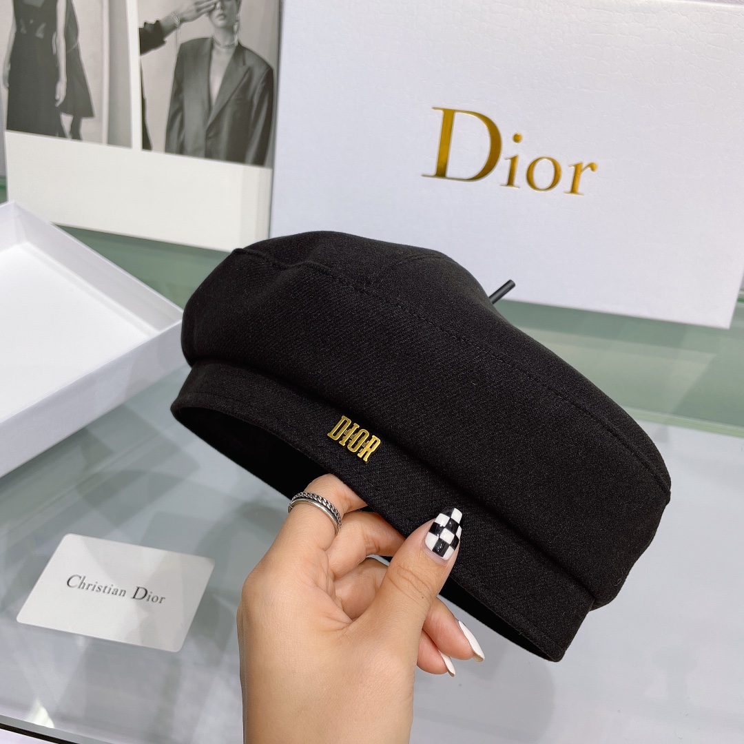 Dior Cotton Drill Beret Black - Image 7