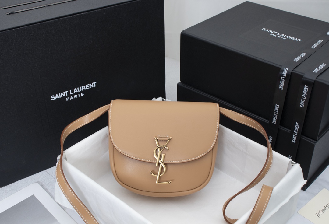 Saint Laurent Kaia Small Smooth Leather Beige - Image 9