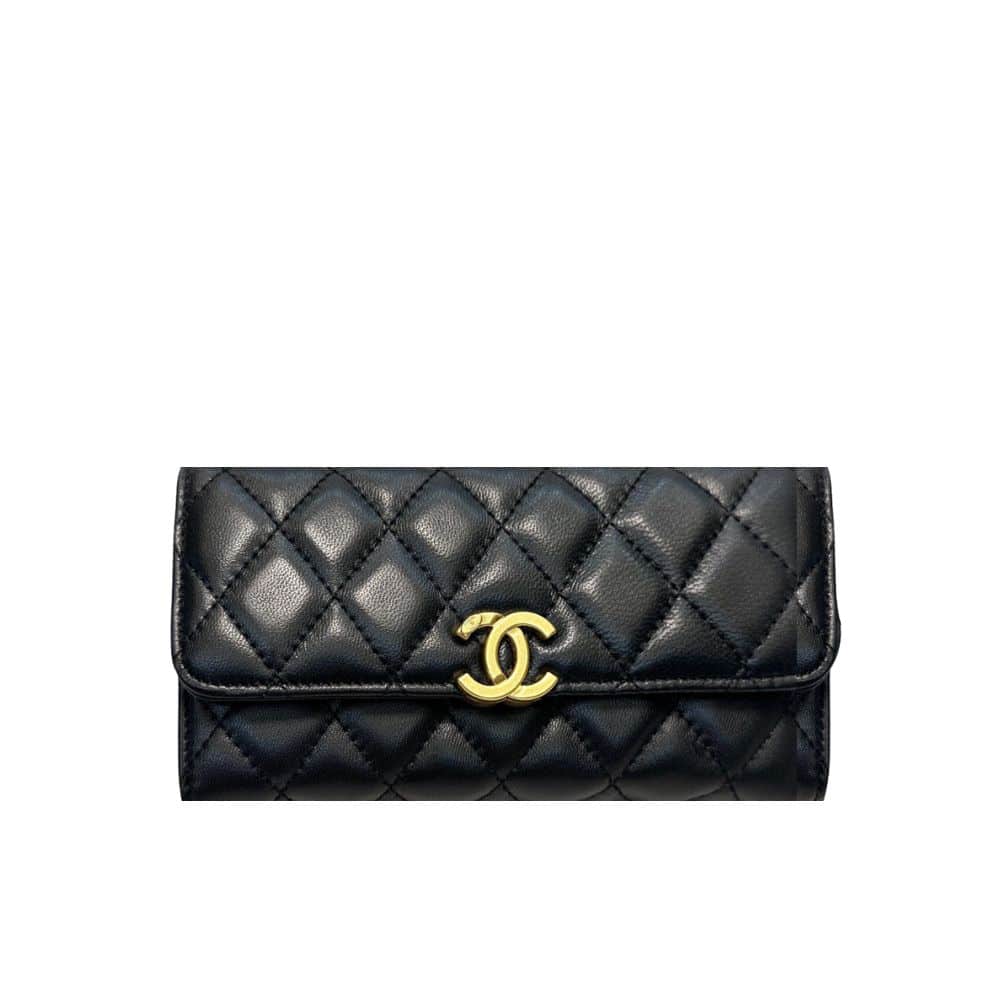 Chanel Long Flap Wallet Black 19Cm