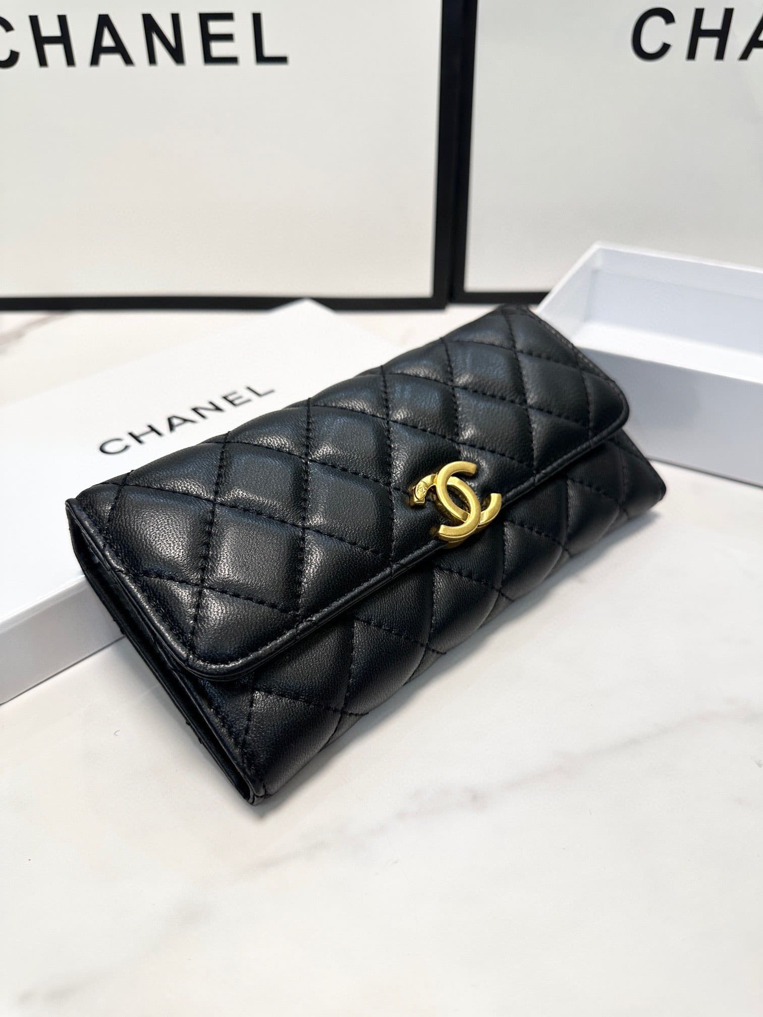 Chanel Long Flap Wallet Black 19Cm - Image 5