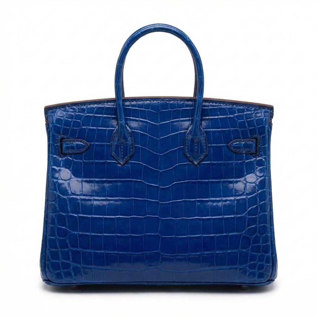 Hermes Birkin 25 Bleu Electric Shiny Niloticus Crocodile Palladium Hardware - Image 4