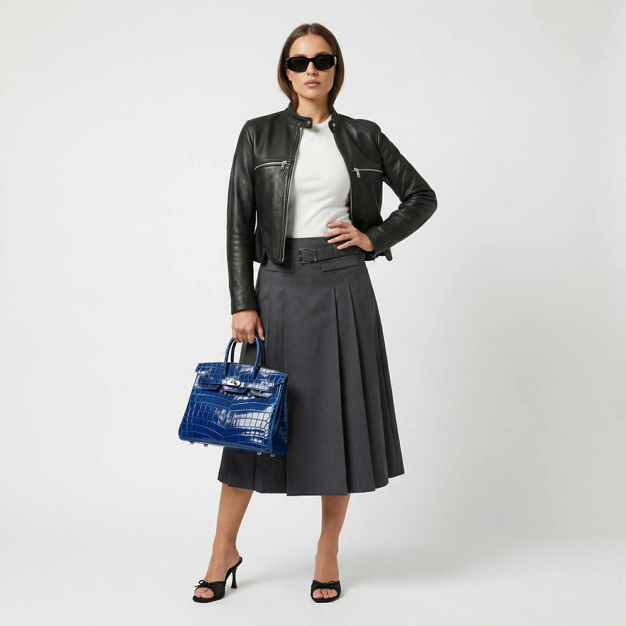 Hermes Birkin 25 Bleu Electric Shiny Niloticus Crocodile Palladium Hardware - Image 5