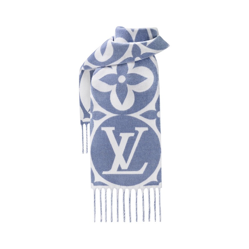 Louis Vuitton LV Medallion Wool Scarf Blue - Image 2