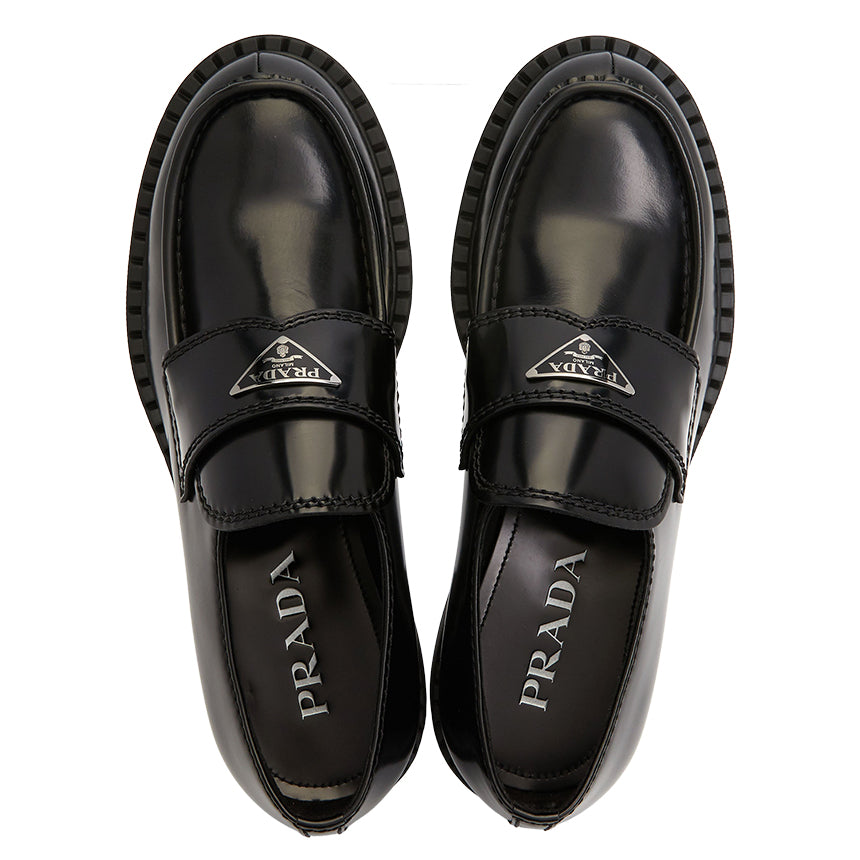 Prada Brushed Leather Loafers in Black - Image 4