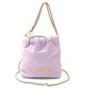 Chanel 22 Mini Handbag As3980 2Way Bucket Shoulder Bag Shiny Calfskin Purple Lad