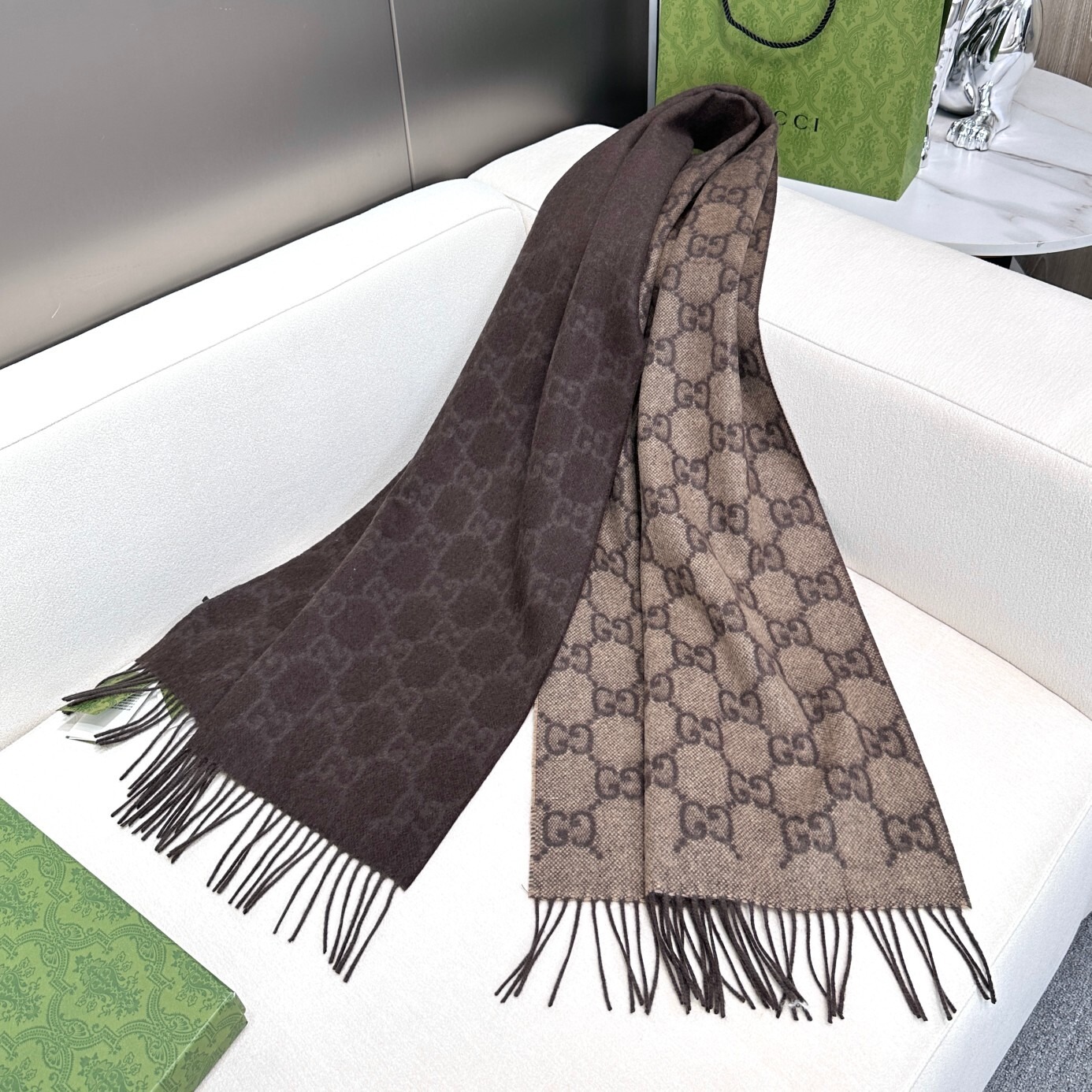 Gucci GG Cashmere Blend Scarf - Image 5