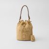 Prada Mini Crochet and Leather Bucket Bag