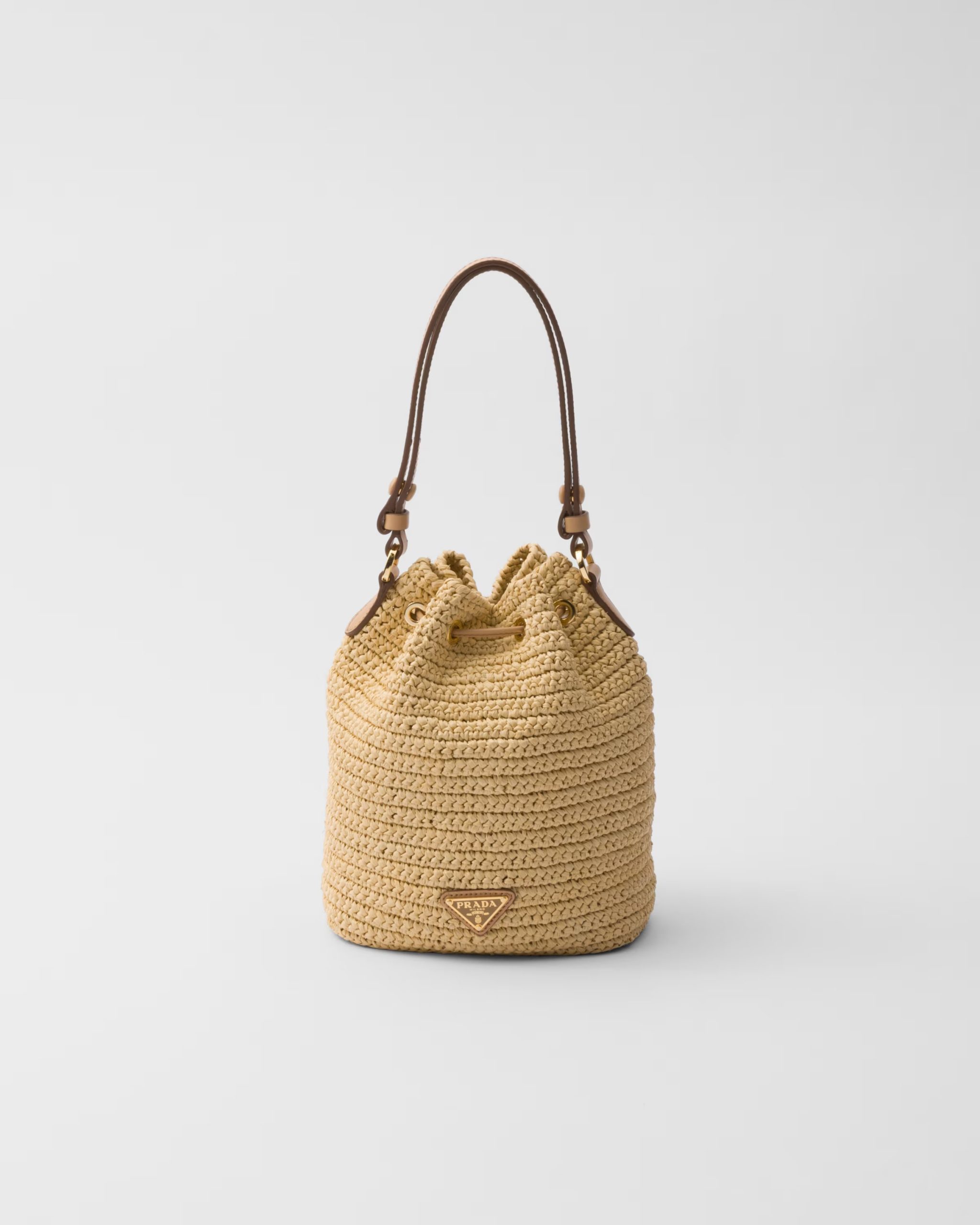 Prada Mini Crochet and Leather Bucket Bag - Image 3