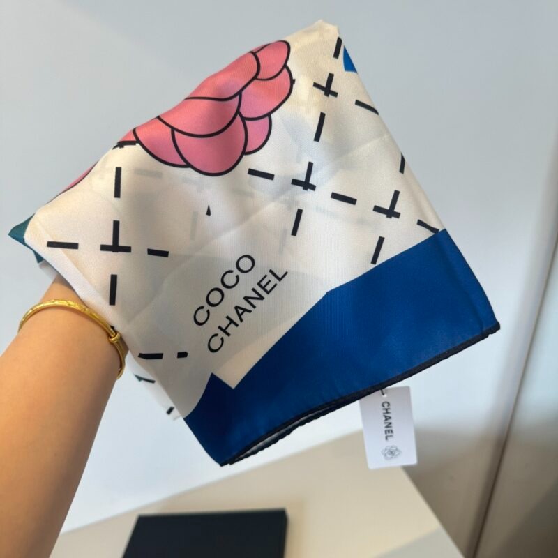Chanel Chanel Silk Scarf 90 Double C Quilted Pattern - Image 4