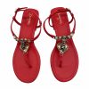 Chanel Gold Cc Logo Thong Sandals Wine Red