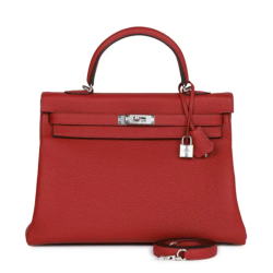 Hermes Special Order (Hss) Kelly Retourne 32 Rouge Grenat Verso Togo Palladium Hardware