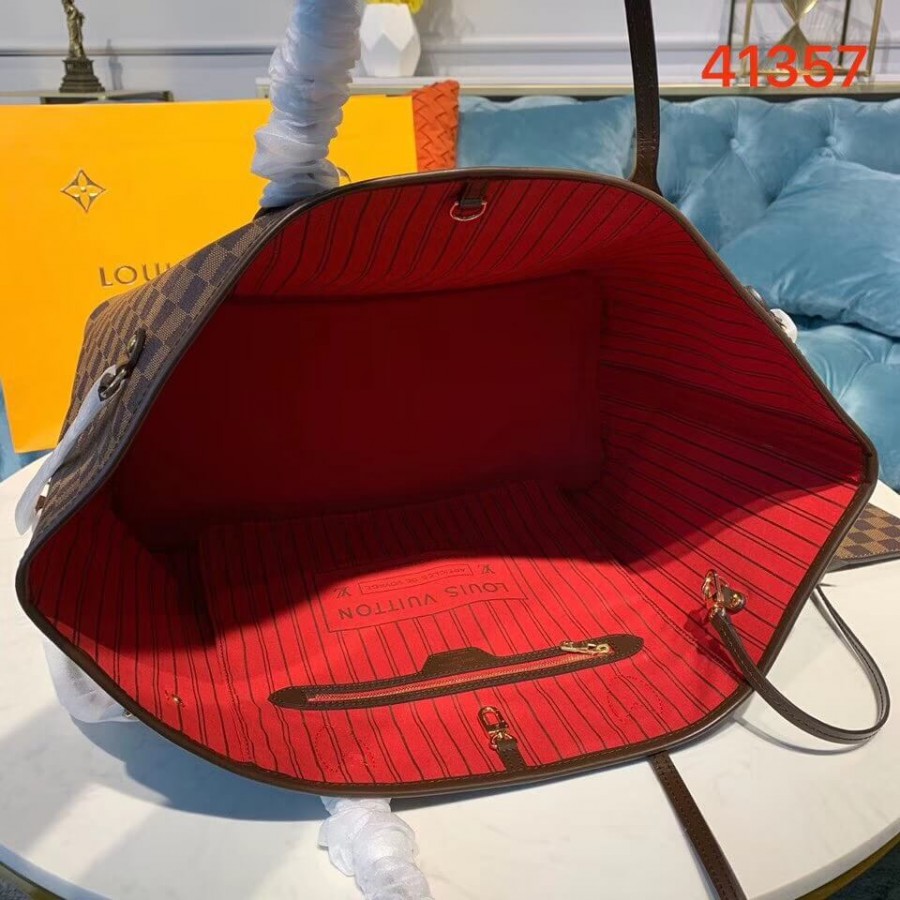 Louis Vuitton Damier Ebene Neverfull Gm 39Cm Red N41357 - Image 2