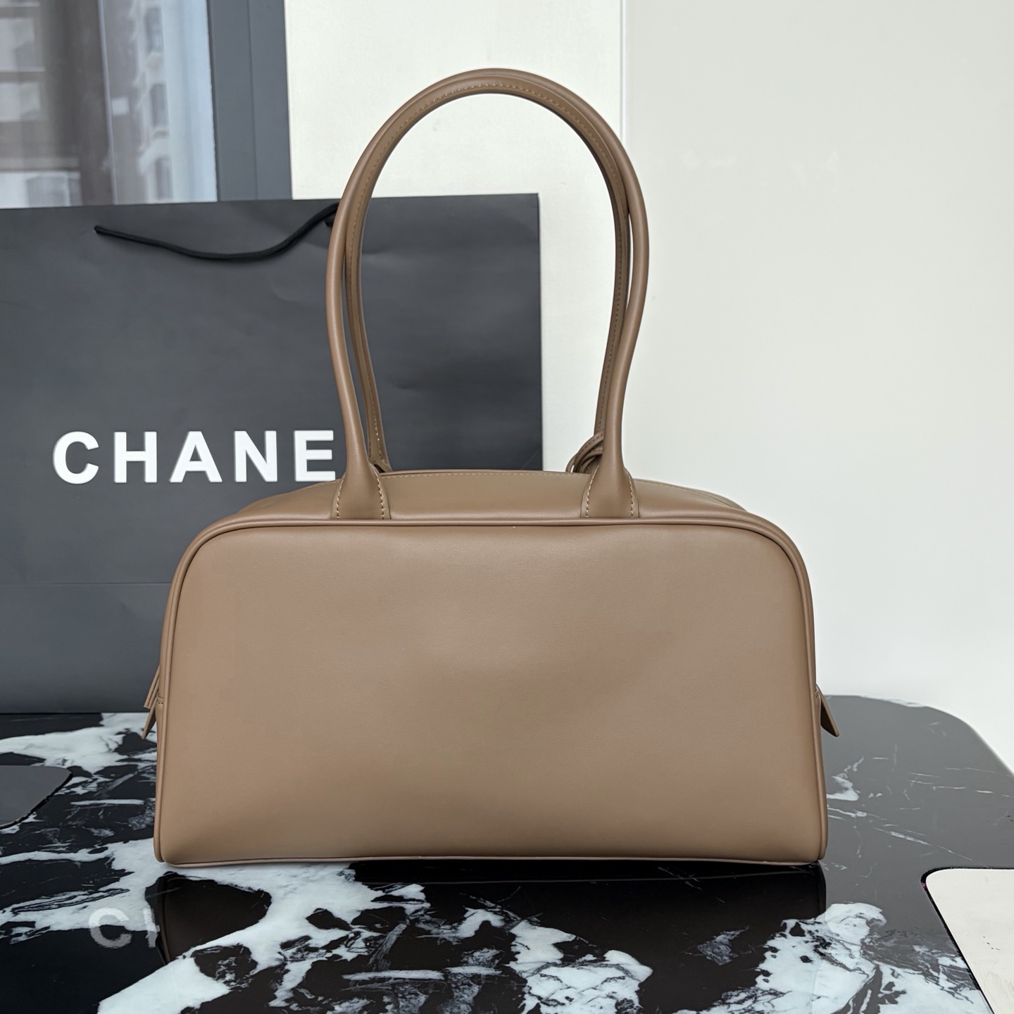 Chanel Large "Perfect Bowling" Bag Dark Khaki Calfskin Gold Hardware - Image 3