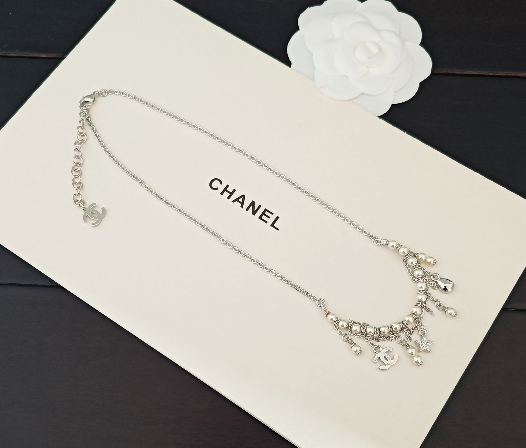 Chanel Crystal Star And Pearl Tassel Necklace In Silver-Tone Metal - Image 6