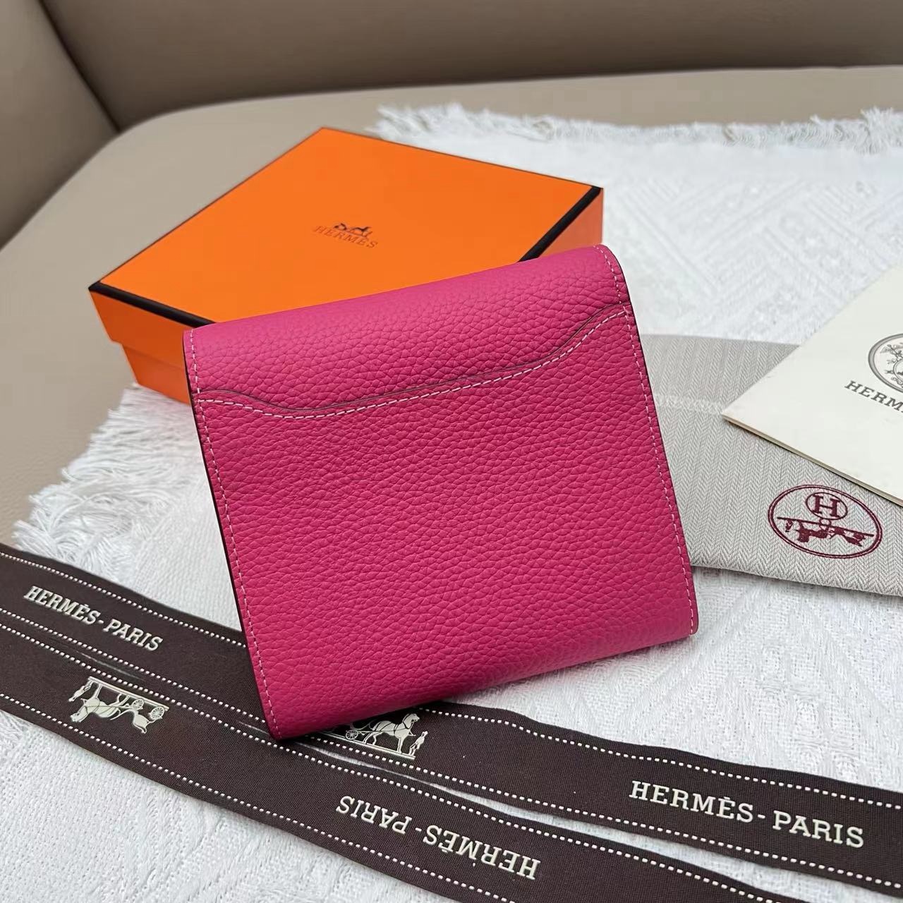 Hermes Pink Constance Slim Wallet - Image 2